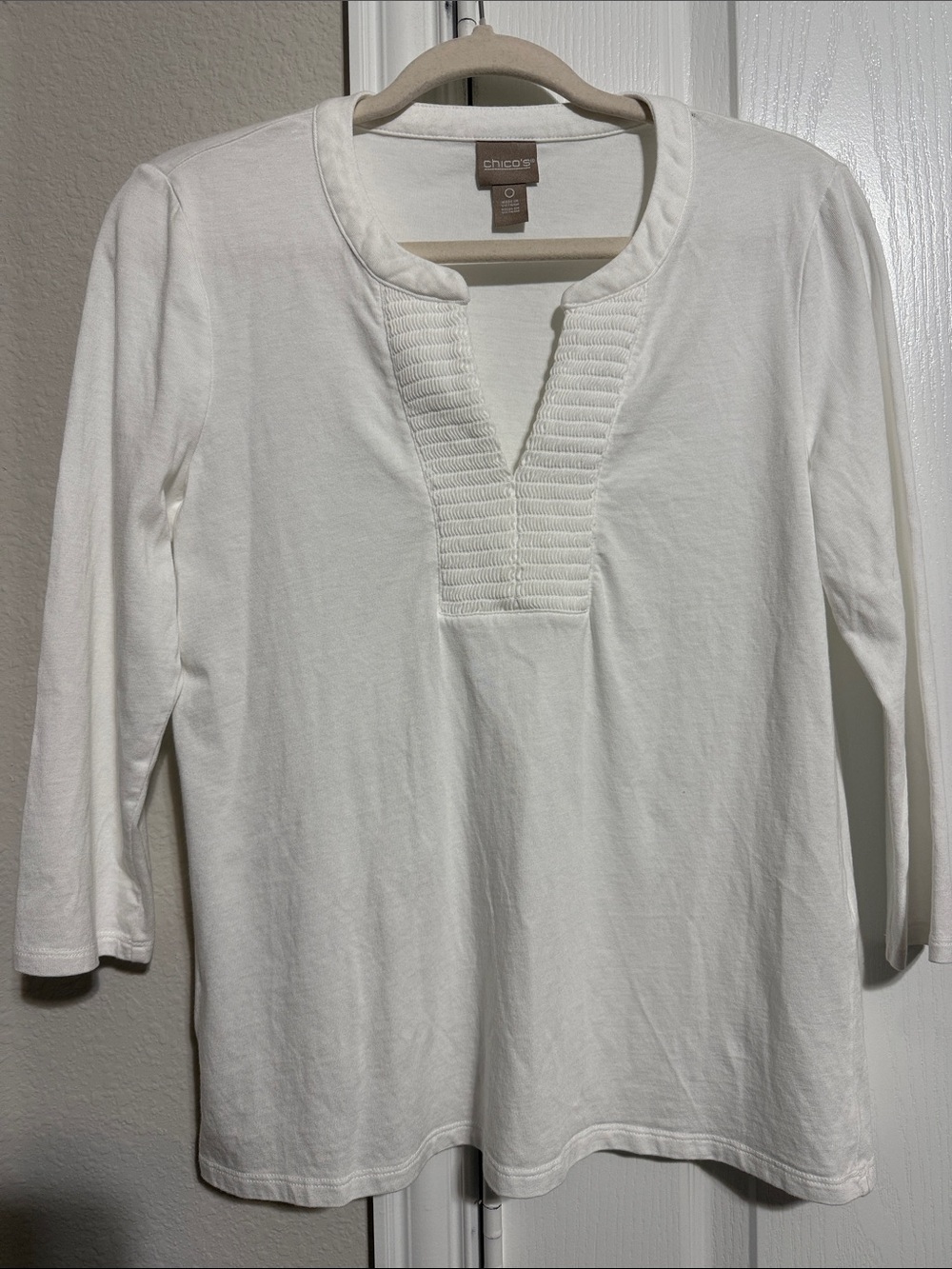 Chico's Ivory Split-Neck Cotton Tunic